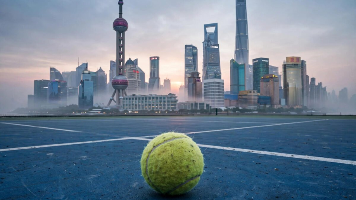 Symbolbild: Hartplatz-Tennis bei Morgendämmerung in Shanghai