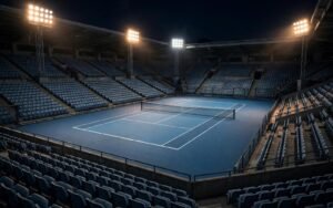 Tennisstadion bei Nacht