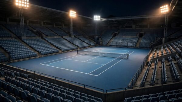 Tennisstadion bei Nacht